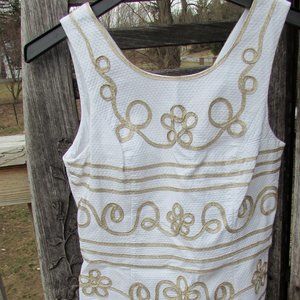 Lily Pulitzer gold and white shift dress size 10